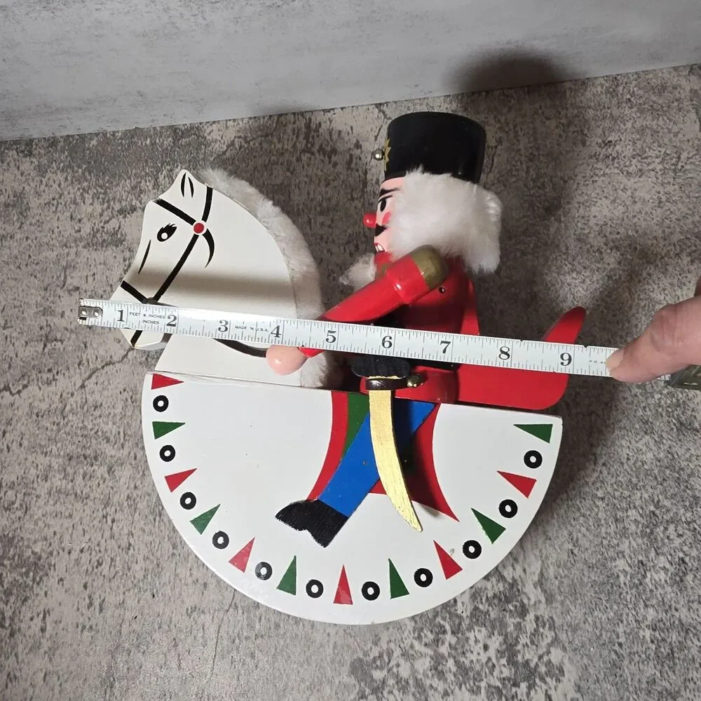 Vintage Erzgebirge Wooden Soldier Nutcracker White Rocking Horse East Germany